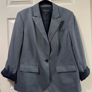 Jones New York Navy/Gray Blazer with Navy Blue Accents